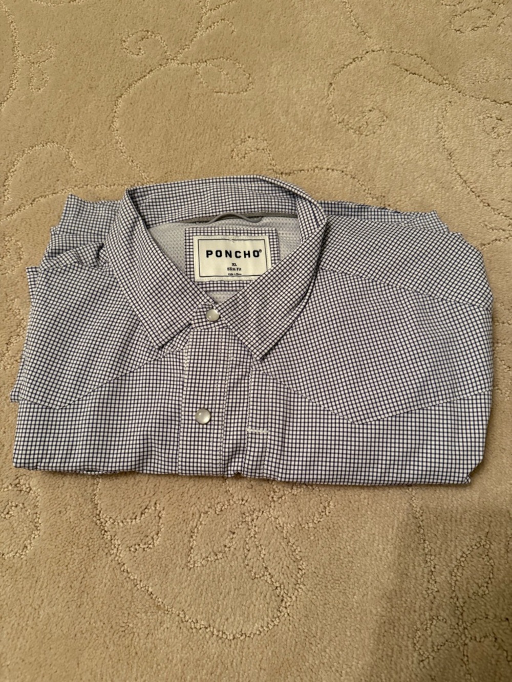 Poncho Men's Black & White Micro-Check Button-Down Shirt